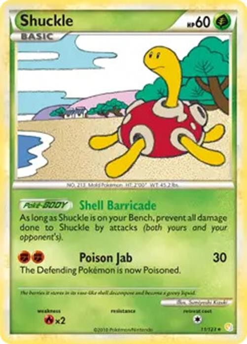 Shuckle - 11/123 - Pokemon Heart Gold Soul Silver Holo Card MP