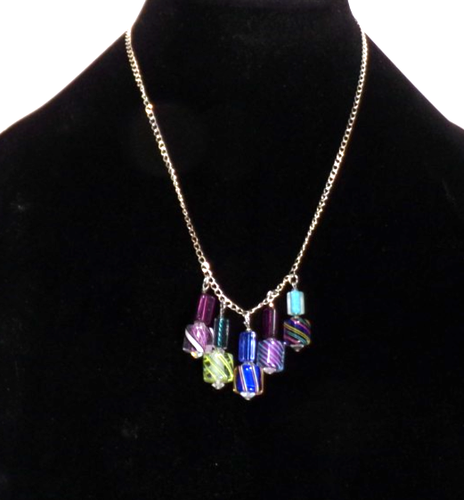 HANDMADE BLOWN GLASS NECKLACE ON 18" SILVER PLATE CHAIN J88CR v41 cl88cr - Picture 7 of 9