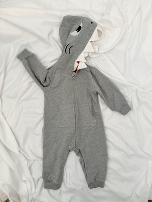 PatPat Baby Shark Hooded Romper Jumpsuit Size 90