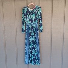 Lilly Pulitzer Micole Maxi Dress Size 4 Preppy In High Tide Navy Sweet Parakeet