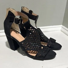 Unknown Source Black Cutout Block Heel Sandals-size 9.5