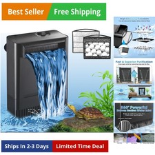 Turtle Tank Filter Aquarium Filter Power Adjustable 20-75 Gal. 290GPH Large I...