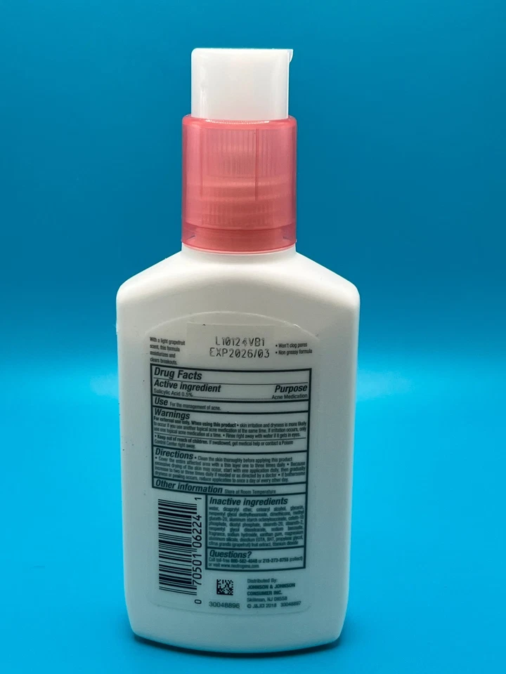 Neutrogena Loción facial hidratante para acné sin aceite rosa pomelo ácido salicílico Foto 2 de 2