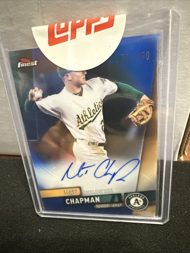2019 Topps Finest Matt Chapman FA-MC Blue Refractor 76/150 Athletics Giants Auto