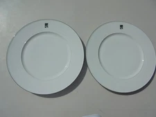 Pr KPM Berlin Germany Porcelain Dinner Plates or Chargers 11 5/8" White Green