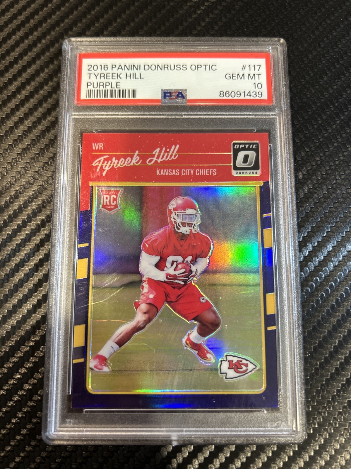 2016 Panini Donruss Optic Tyreek Hill Purple RC Chiefs Rookie PSA 10 Gem MT