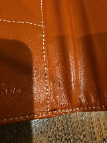 Vintage 2003 FRANKLIN COVEY Berkeley Orange Trifold Leather Organizer Binder - Picture 12 of 14