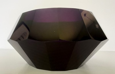 MOSER Hoffmann Bohemian Art Deco Dark Amethyst Purple Faceted Glass Bowl *RARE*