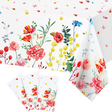 3 Pieces Wildflower Tablecloths Watercolor Floral Table Cover Wild Flower Plasti