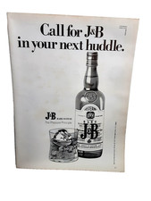 1971 J&B Rare Scotch Football Huddle Vintage Liquor Print Ad Pleasure