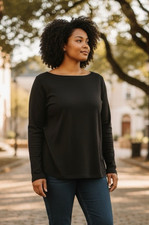 Camiseta Gap Moderna Cuello Barco Tejido Túnica Negra Mujer XXL Cápsula Armario Músico