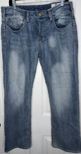 Buffalo David Bitton Denim Jean Men Sz 34x30 Light Blue Six Slim Straight