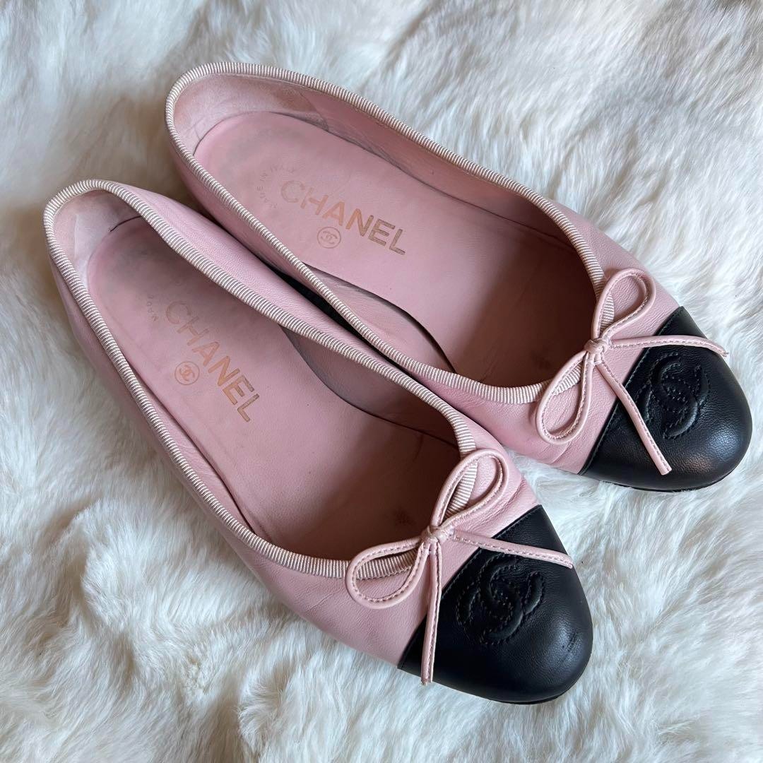 CHANEL リボン付きバレエシューズ ブロンズ　36サイズ CHANEL シャネル （CHANEL） バレリーナ リボン パテントレザー