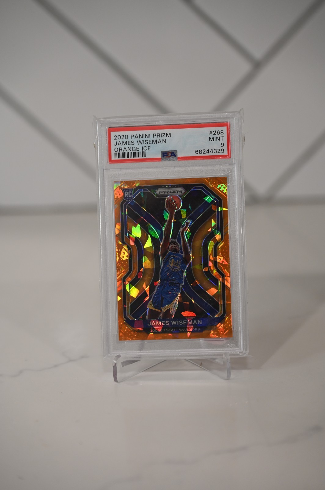 2020-21 NBA Panini Prizm Orange Ice James Wiseman Rookie #268 Warriors RC PSA 9