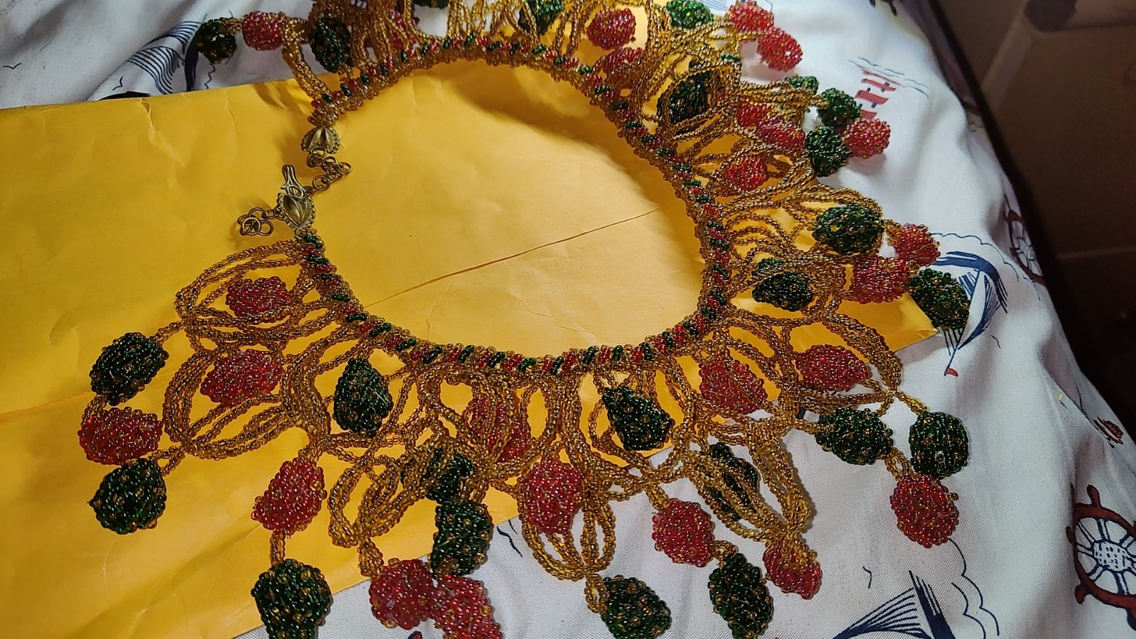 Intricately Hand-beaded Statement Necklace "Sugar… - image 6