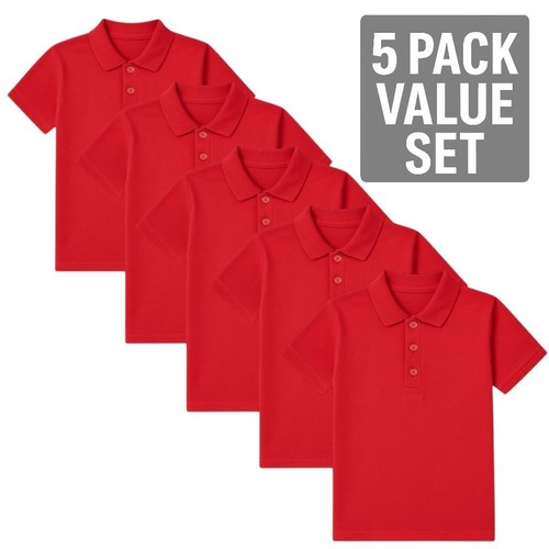 Girls Polo Shirts 5-Pack – Short Sleeve Cotton Uniform Shirts for School, Casual - Picture 3 of 6