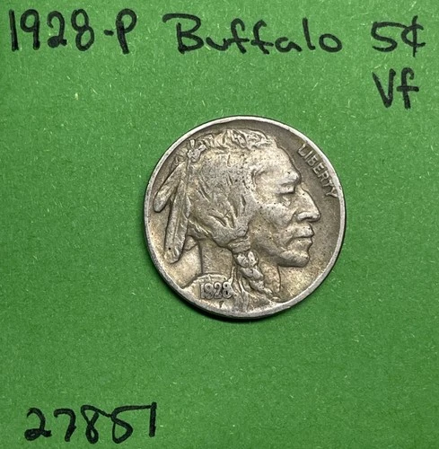 1928-P Buffalo 🦬 Indian Head Nickel 5c VF Very Fine