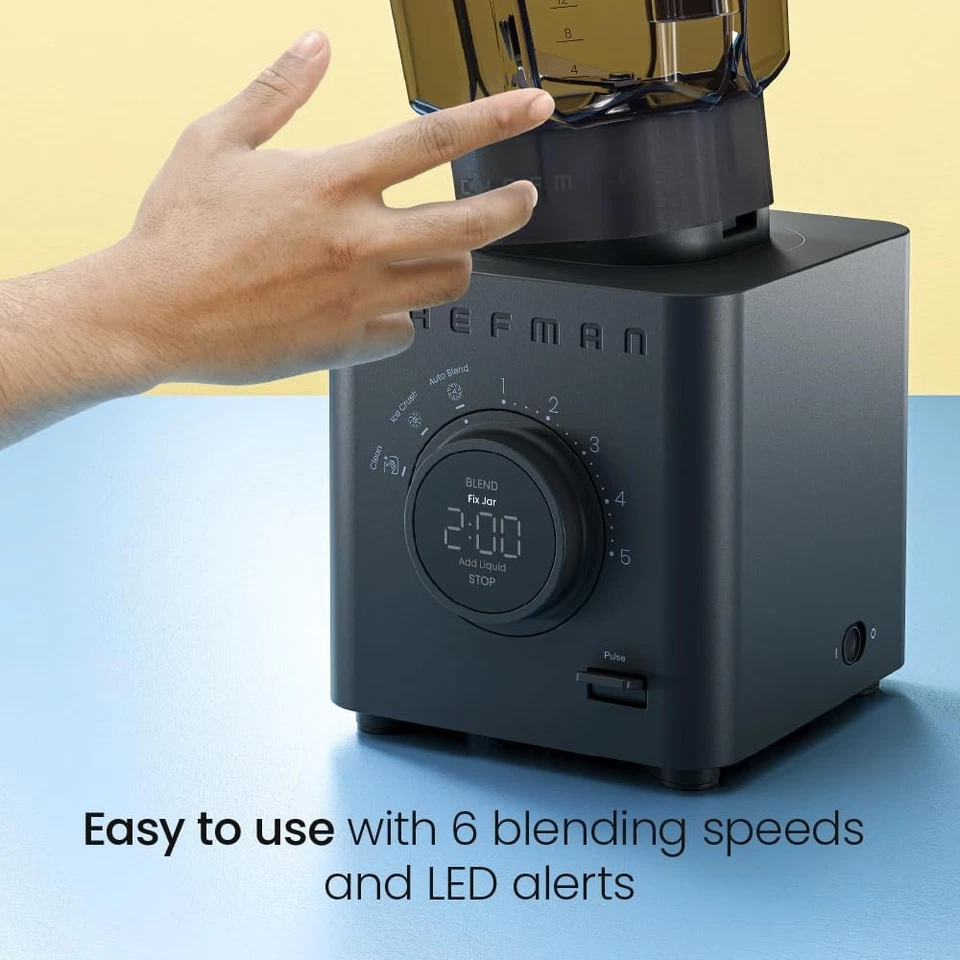 Licuadora de encimera Chefman Obliterator 48 oz para batidos - medianoche (caja abierta) Foto 2 de 4