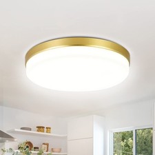 ASHUAQI Gold LED Ceiling Light, 36W 4000K Natural White Bathroom Lights, 3240LM