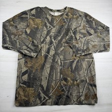 Vtg Liberty Realtree Camo Shirt Long Sleeve Pocket Faded Hunting Y2K Mens 2XL