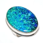 Blue Triplet Opal Gemstone Handmade 925 Sterling Silver Jewelry Ring Size 8 T630