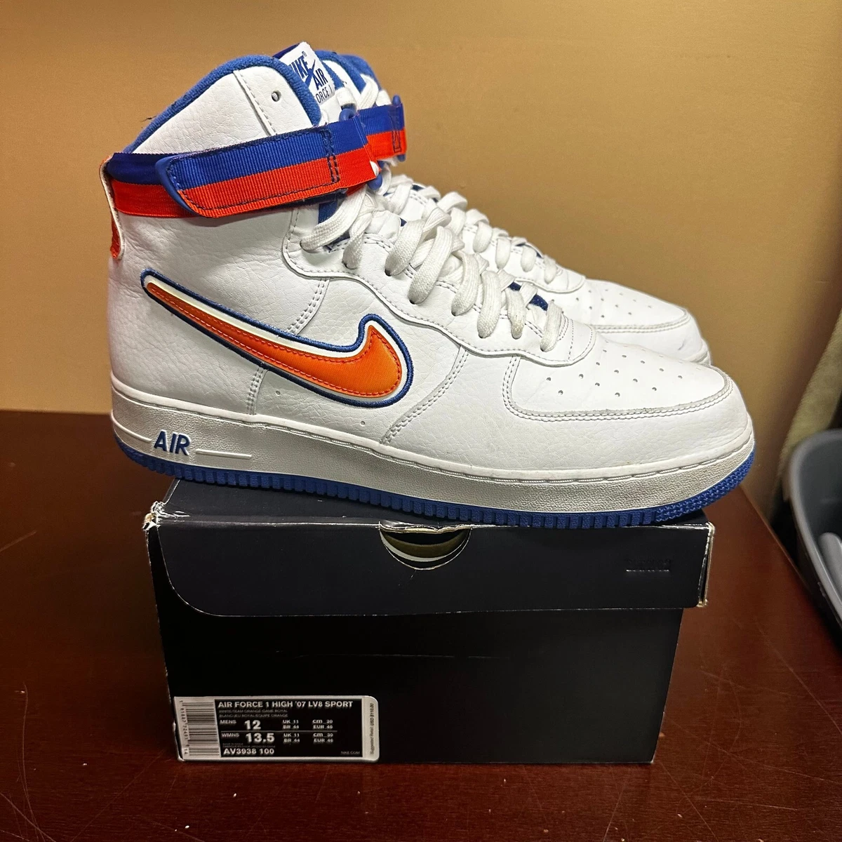 Men's Nike Air Force 1 High '07 LV8 Sport 'Knicks' AV3938-100 Sneakers-  Size 10