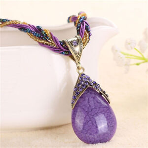 Women Ladies Water Drop Shaped Pendant Long Necklace Sweater Chain Jewelry shan 