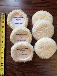 Buffing Pads 6 Pack Cleaned and Recycled 100% Wool 3.25” Grip