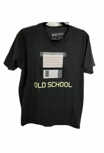 Ryde Out Old School Floppy disk Men's T Shirt Gray Graphic Short Sleeve Large