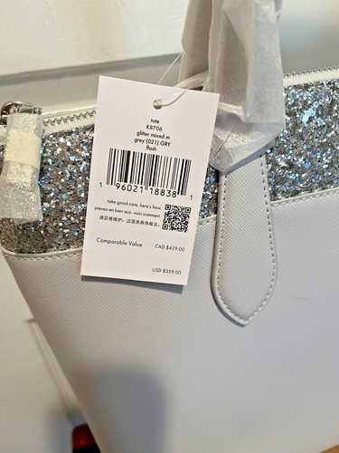 Borsa Kate Spade New York Flash grigio glitter Saffiano nuova con etichetta $359 - Foto 2 di 7