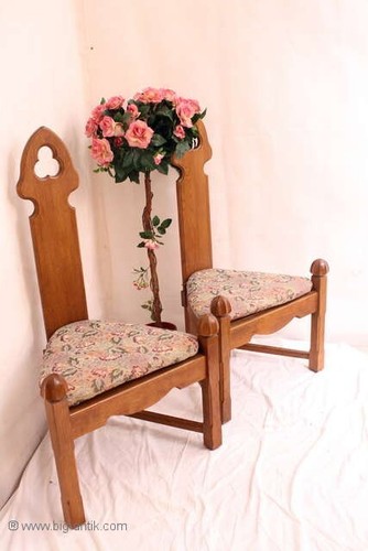 SELTEN! Eckstuhl / Bischof Stuhl / Eiche Massiv / Säulenpfosten / Dreieckstuhl - Bild 14 von 23