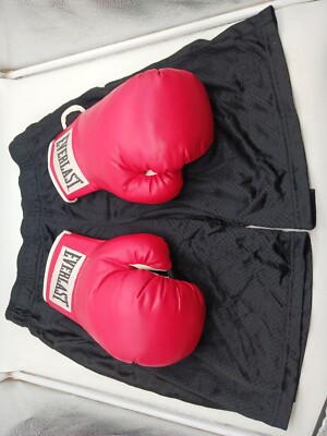 Everlast 14 Oz Boxing Gloves & XL Black Shorts Mike Tyson LOT