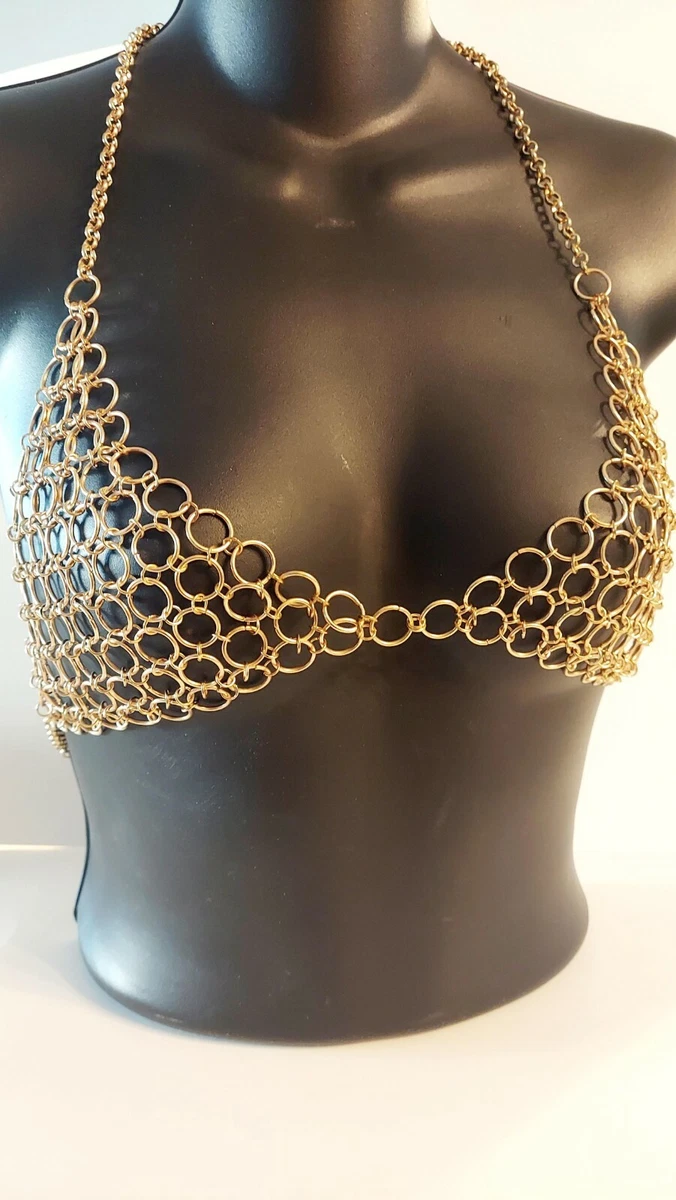 Chain link bra gold