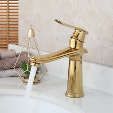 Bathroom Faucet Single Handle Hole Mixer Deck Mounted Basin Gold Sink Vanity Tap