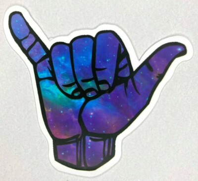 Shaka Brah Hand Sign ''Hang Loose'' Purple Galaxy Celestial Sticker Surfer Decal