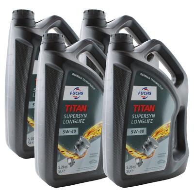 Fuchs 20 Liter TITAN SUPERSYN LONGLIFE SAE 5W-40 Engine Oil 4 x 5L for BMW MB VW