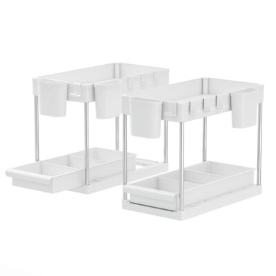 2 Ebenen Unter Waschbecken Organizer Ausziehbare Schublade mit einzigartigem Griff 2er Pack