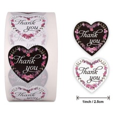 40 THANK YOU HEART STICKERS ENVELOPE SEALS LABELS STICKERS CRAFTS 1" ROUND