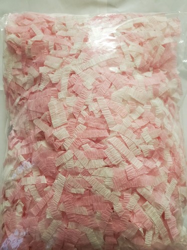 Quality Soft Shredded Tissue Paper Pink and White Recyclable Filler Baby Shower - Picture 2 of 2