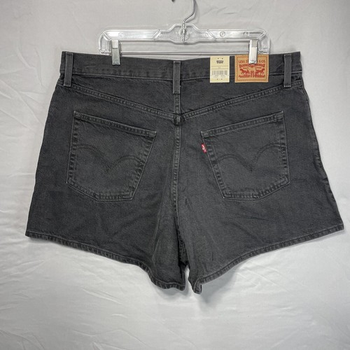 Pantaloncini jeans Levis a vita alta mamma (18 W) vita 38 meravigliosi neri alti nuovi con etichette - Foto 3 di 16