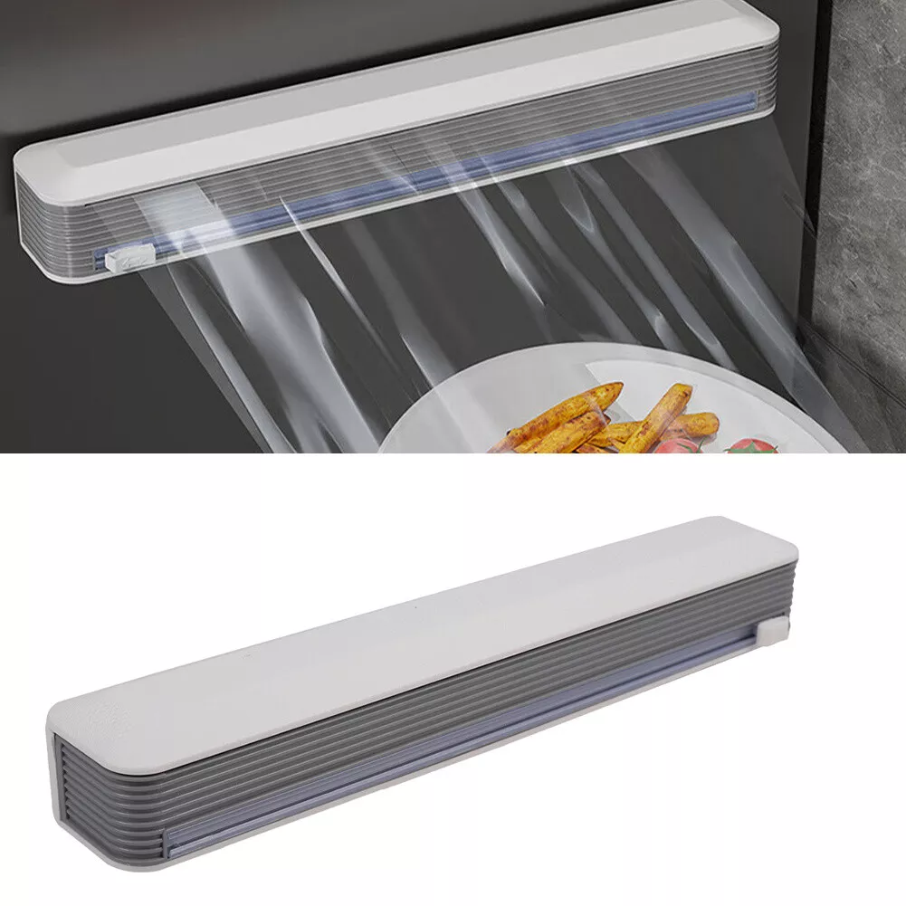 Plastic Food Wrap Dispenser With Slide Cutter Adjustable Cling Film Cutter  Preservation Foil Storage Box