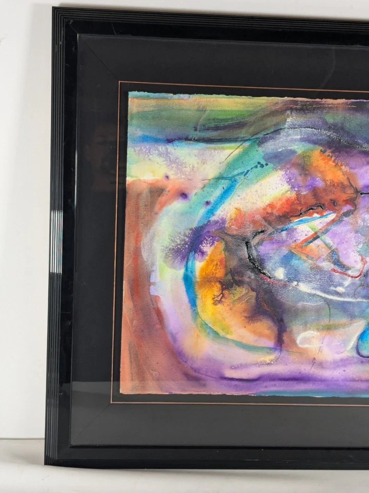 D. Stephens Abstract original Watercolor Painting Framed -RARE Stunning! 41x33" - Image 3 of 4