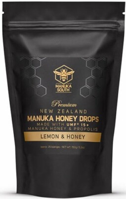 Manuka South Manuka Honey Drops / lozenges UMF 15+ Honey + Lemon +Propolis (25)