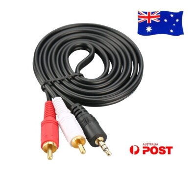 2x AUX 3.5mm Male to 2 RCA 2RCA M/M Audio Adapter Stereo Headphone Cable Cord AU