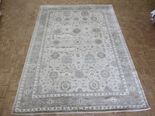 9'10 X 13'9 Hand Knotted Beige Gray Bamboo Silk Oushak Oriental Rug G5708