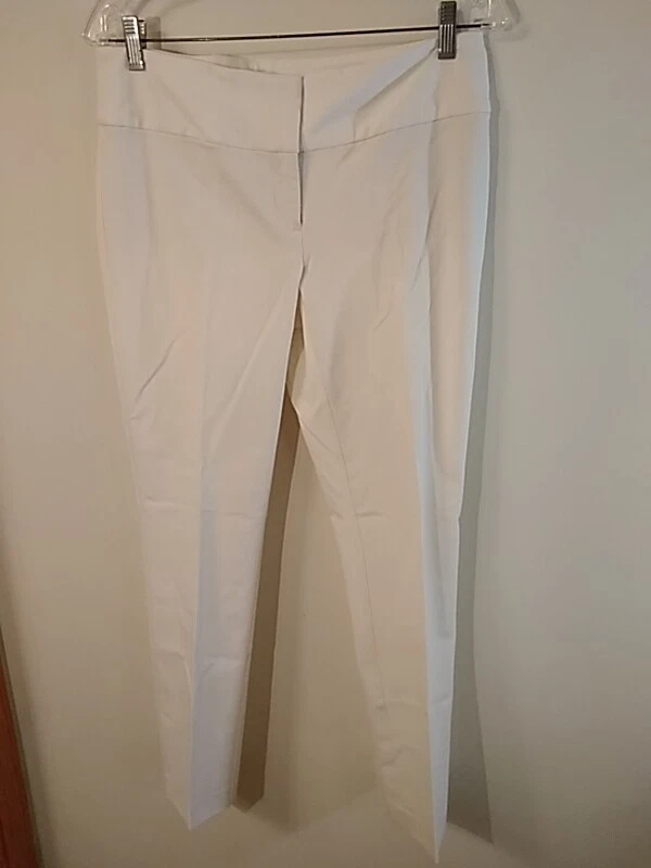 Alfani women's white dress pants zip wide waist band 6 cotton rayon spandex