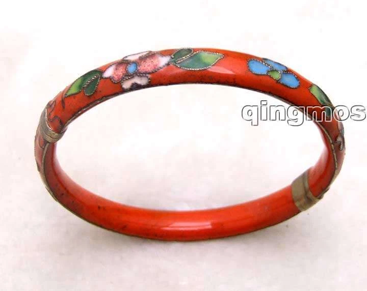 Brazalete brazalete brazalete brazalete esmalte cloisonne rojo hecho a mano para mujer joyería fina bra215 Foto 3 de 4