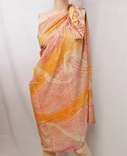Pareo Sarong Tie Dye 64x46" 100% cotton Pink/Yellow Beach Wrap Dress