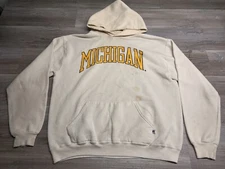 Vintage 90s University of Michigan Wolverines Hoodie Russell Athletics White L