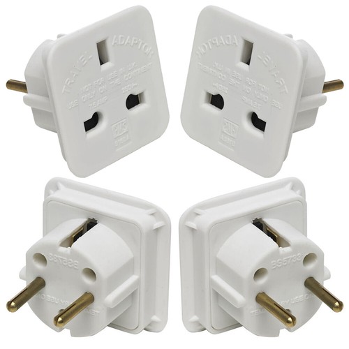 Paquete de 4 Adaptadores de Enchufe de Viaje Toma de Alimentación Reino Unido a UE Euro Europeo Pakistán |